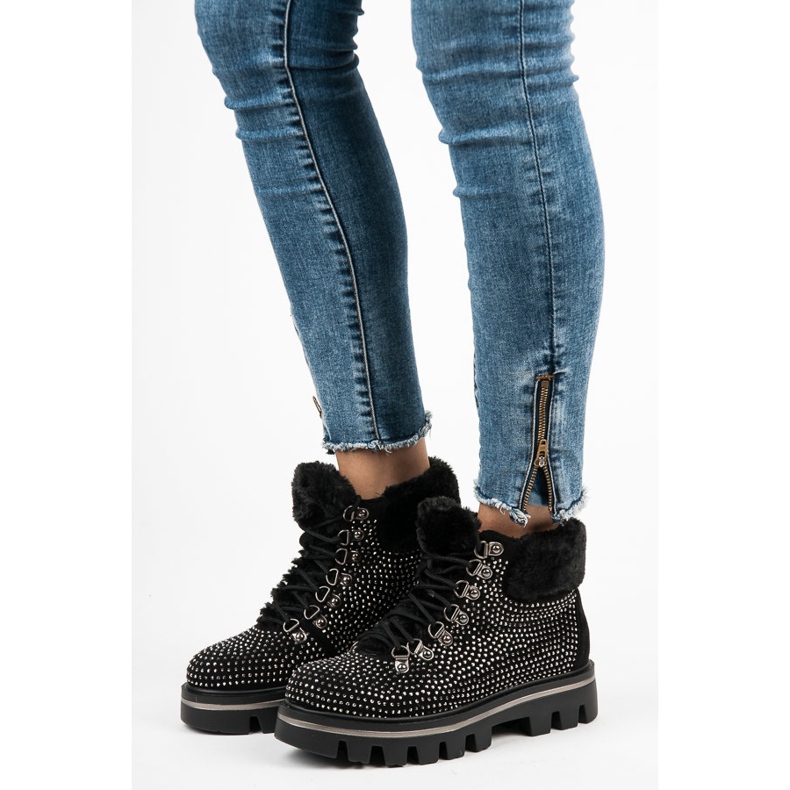Kylie Stylové kozačky s chráničem černý 2