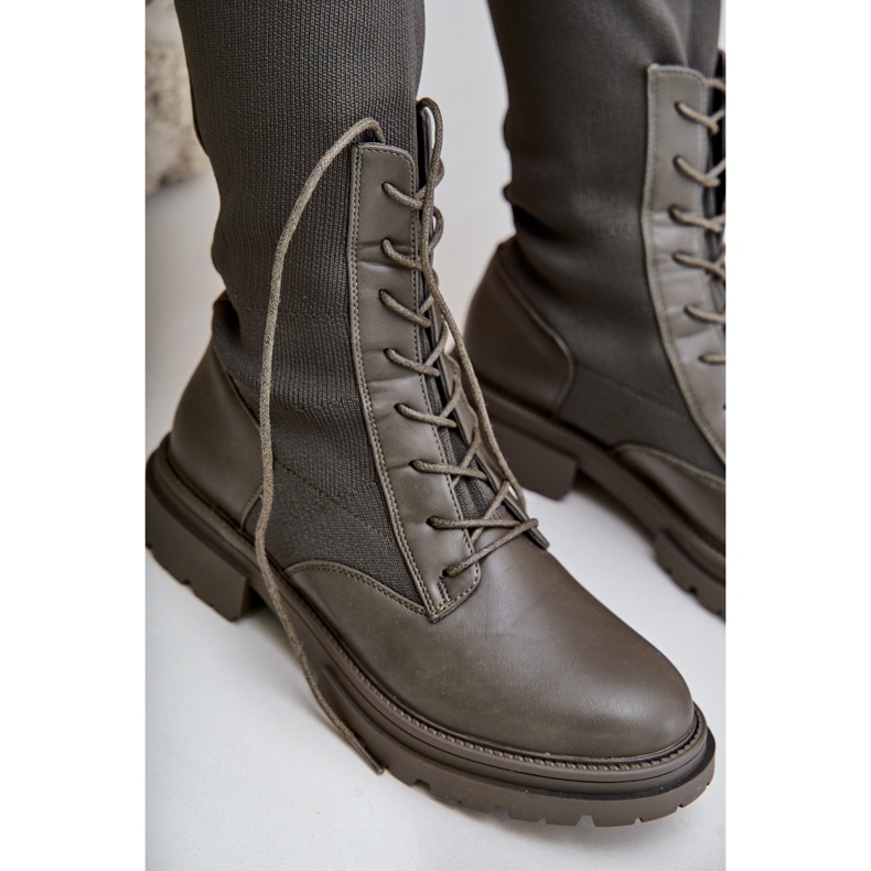 Nazouvací kozačky s ponožkovým svrškem, tmavě zelený Iranel zelená 2