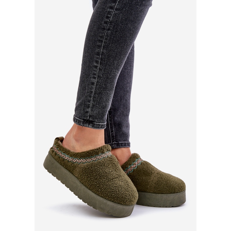 Platformové sněhule s kožíškem, typ ovčí kůže, tmavě zelená Mesirra 1 Platformové sněhule s kožíškem, typ ovčí kůže, tmavě zelená Mesirra 1