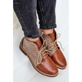 S.Barski Hnědé zateplené kožené ploché boty Moreto hnědý 2