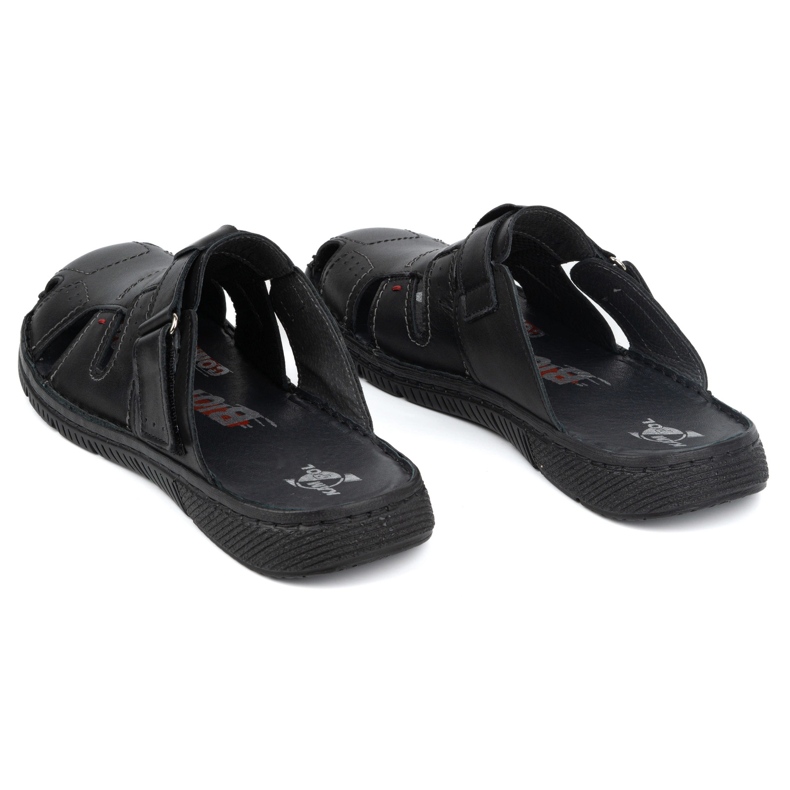 Pánské kožené pantofle KAMPOL Polskie stogie 221KAM černé černá 3 Pánské kožené pantofle KAMPOL Polskie stogie 221KAM černé černá 3