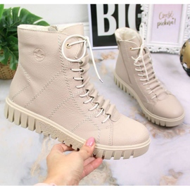 Zateplené boty na platformě Rieker W RKR279C, béžové 2