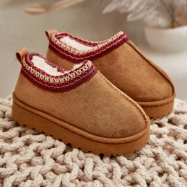 Dětské sněhule na platformě zateplené kožešinou Camel Vilabria hnědý 5