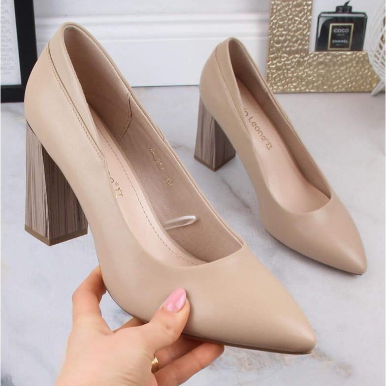 Sergio Leone W SK404A béžové lodičky na vysokém podpatku 2