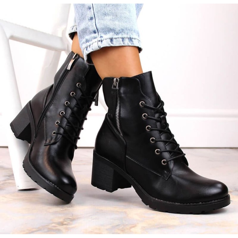 Potocki W WOL177A kotníkové boty na vysokém podpatku a platformě, černé černá 2