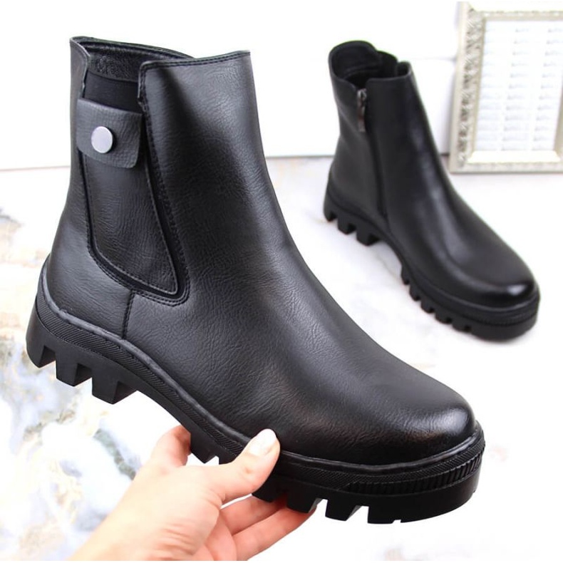 Potocki W WOL186 zateplené kotníkové boty s kapsou, černé černá 1