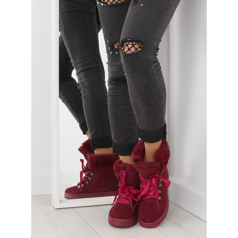 Dámské sněhule vínové 16-570 vínově červené černá 1