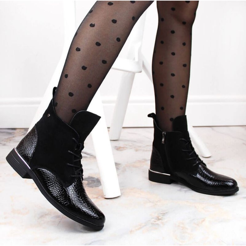 Filippo W PAW476 černé lakované zateplené kozačky černá 2