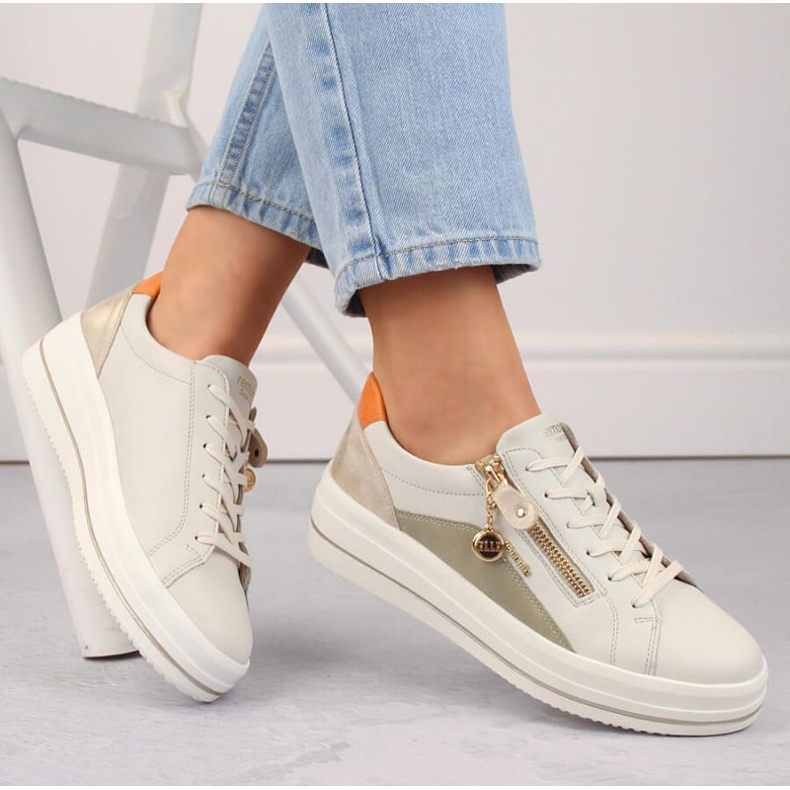 Rieker Pohodlná kožená obuv Remonte W RKR676, béžová 1