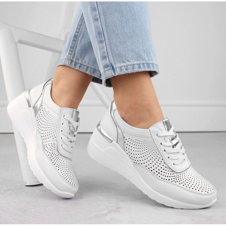 Boty na klínku S.Barski W LR725 OLI254A bílý 2