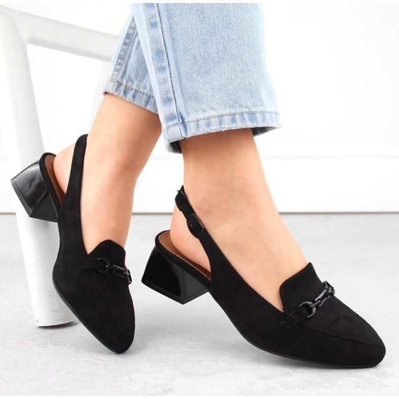 Semišové sandály na vysokém podpatku M.Daszyński W SAN36A, černé černá 1