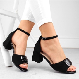 Sergio Leone W SK444A semišové sandály na vysokém podpatku, černé černá 1