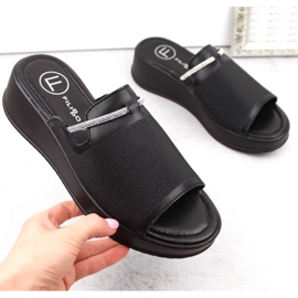 Filippo W PAW538A černé kožené klínové muly černá 1