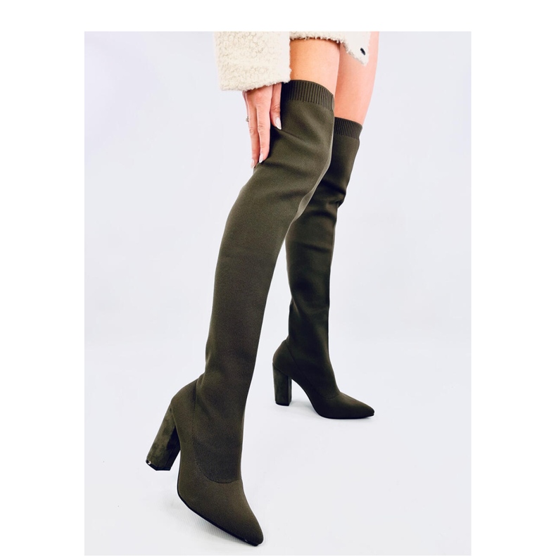 Elastické zelené mušketýry na vysokém podpatku zelená 1