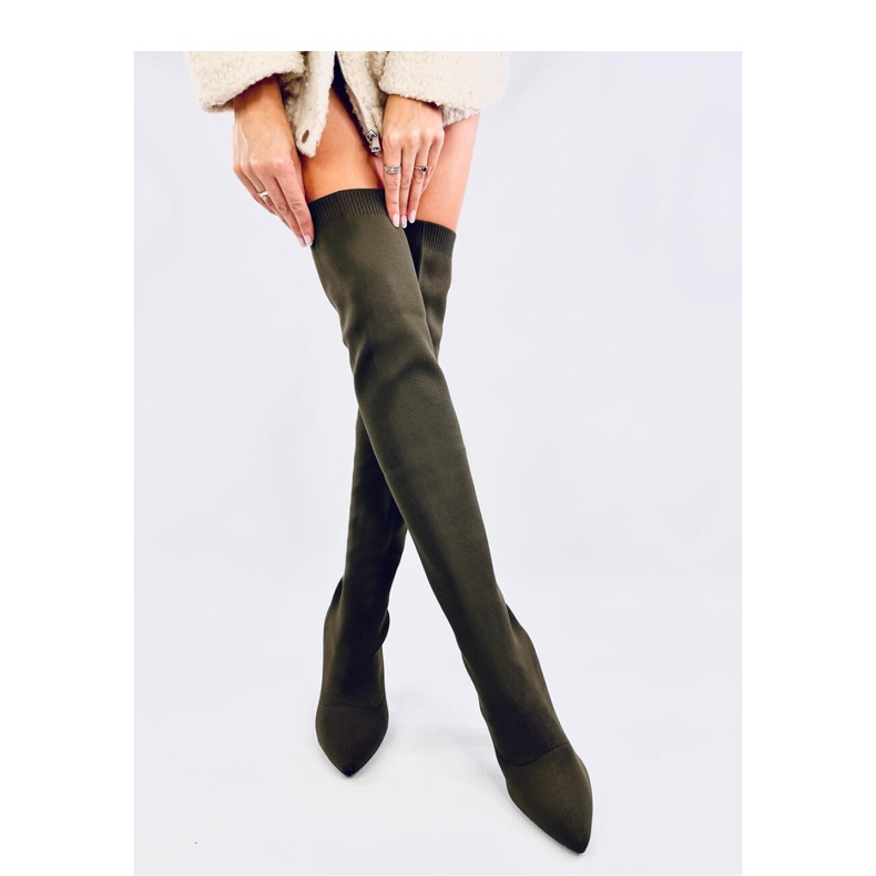 Elastické zelené mušketýry na vysokém podpatku zelená 2