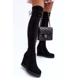 Kozačky nad kolena NS362P Black Suede černý 1