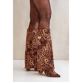 Model 9501A hnědé leopardí boty hnědý 1