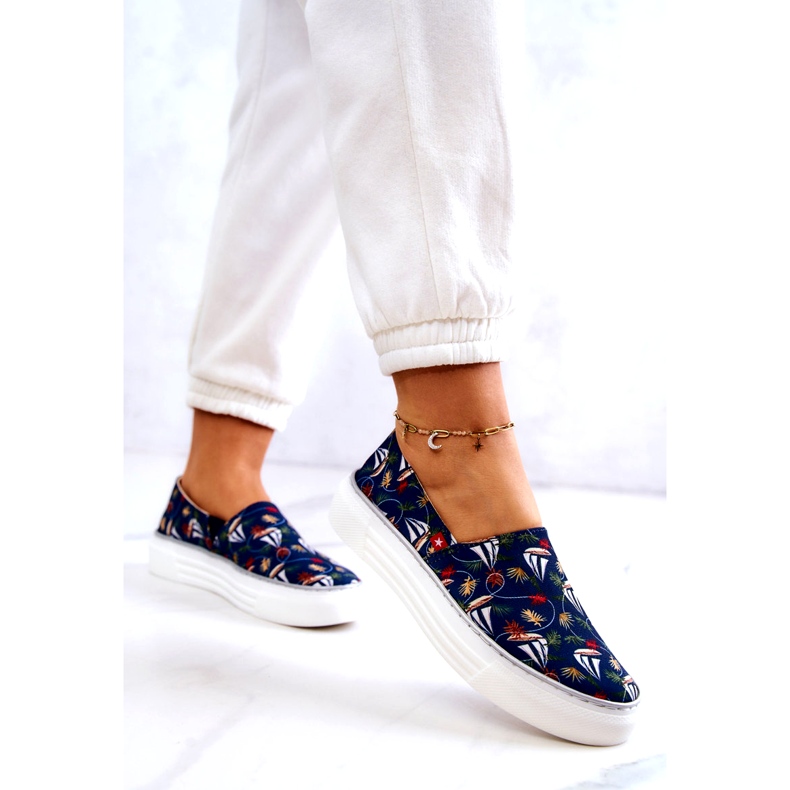 Dámské tenisky Slip On Memory Foam Big Star JJ276016 Navy Blue modrý 2