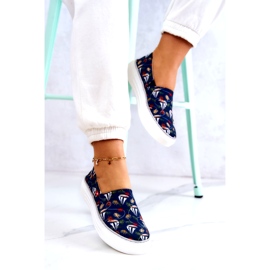 Dámské tenisky Slip On Memory Foam Big Star JJ276016 Navy Blue modrý 3