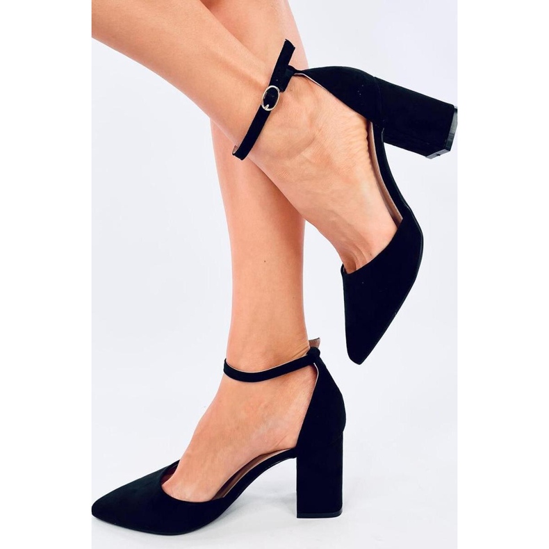 Černé lodičky na vysokém podpatku se zapínáním na kotníky černá 1