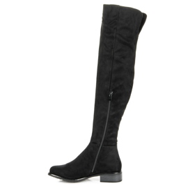 Ideal Shoes Kozačky s ozdobným zavazováním černá 1