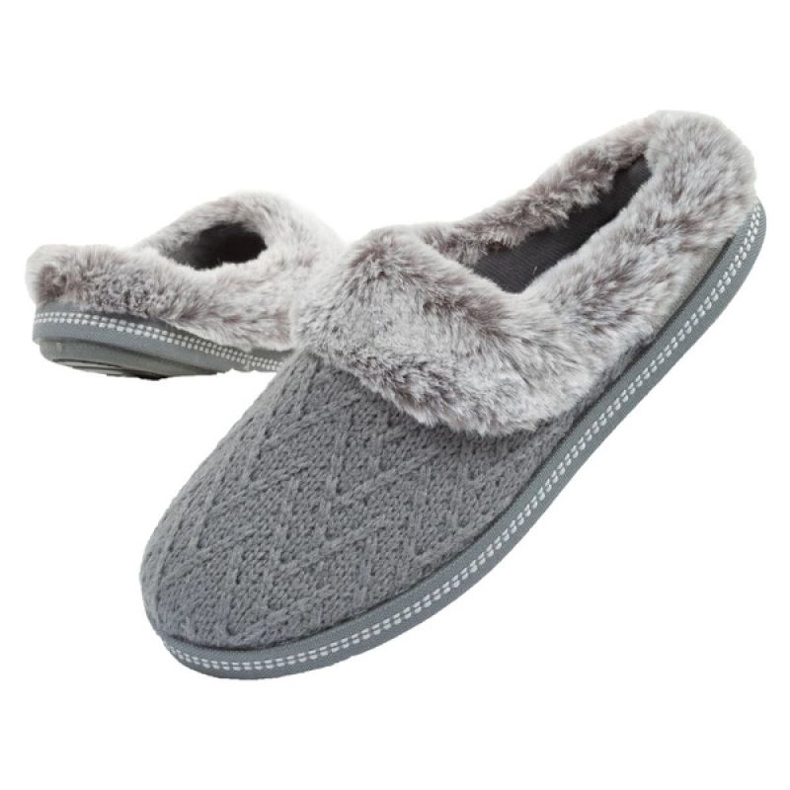 Dámské zateplené pantofle Skechers 167225/GR, šedé šedá 1