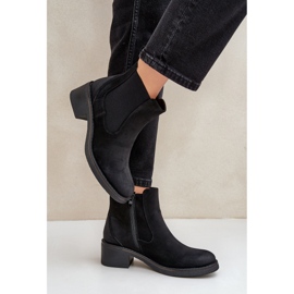 Dámské Chelsea Boots teplé nízké podpatky na zip černé černá 2