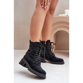 S.Barski Zdobené dámské zateplené pracovní boty D&amp;A MR880-017 Černá 2