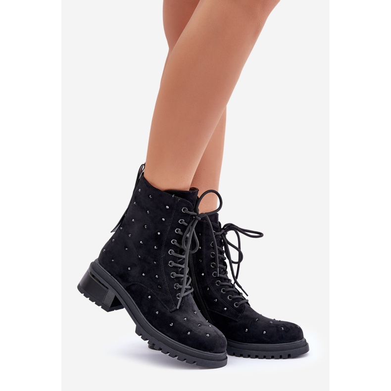 S.Barski Zdobené dámské zateplené pracovní boty D&amp;A MR880-017 Černá 1