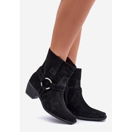 Přírodní semišové boty na vysokém podpatku Zazoo 3444/2 Black černá 1 Přírodní semišové boty na vysokém podpatku Zazoo 3444/2 Black černá 1