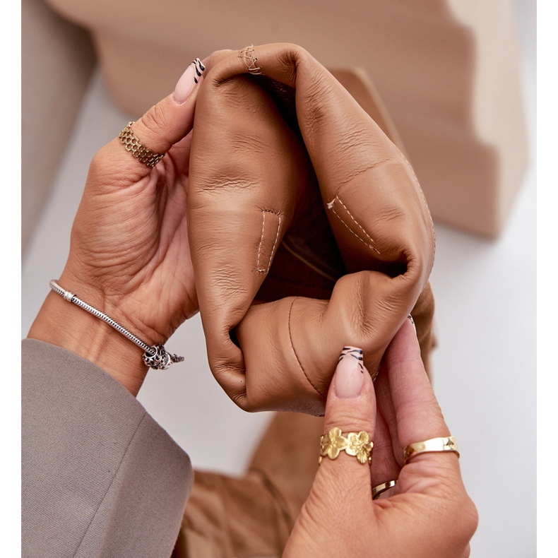 Semišové boty na nízkém podpatku s nad kolenem Zazoo 3444/O Camel hnědý 2