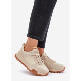 Dámské kožené tenisky Big Star OO274A315 Hi-Poly System Béžová béžový 1