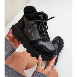 Dámské kožené tenisky Trapper s kožíškem na platformě Big Star OO274A329 Černá 2