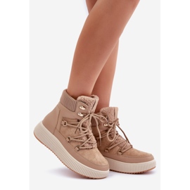 Hnědé sněhule s nízkou platformou béžový 1