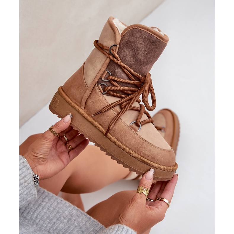 Dámské sněhule na platformě s vázáním D.Franklin DFSH370013 Camel hnědý 2 Dámské sněhule na platformě s vázáním D.Franklin DFSH370013 Camel hnědý 2