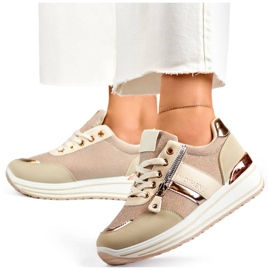 Dámská sportovní obuv, béžové třpytivé tenisky 9053-SP-BE béžový 1