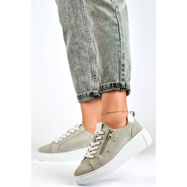 Goodin Dámská kožená sportovní obuv na platformě, šedá GD-LX1001G 2