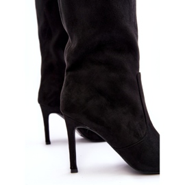 Joalice Dámské kozačky na vysokém podpatku do půli lýtek černá Odetteia 4