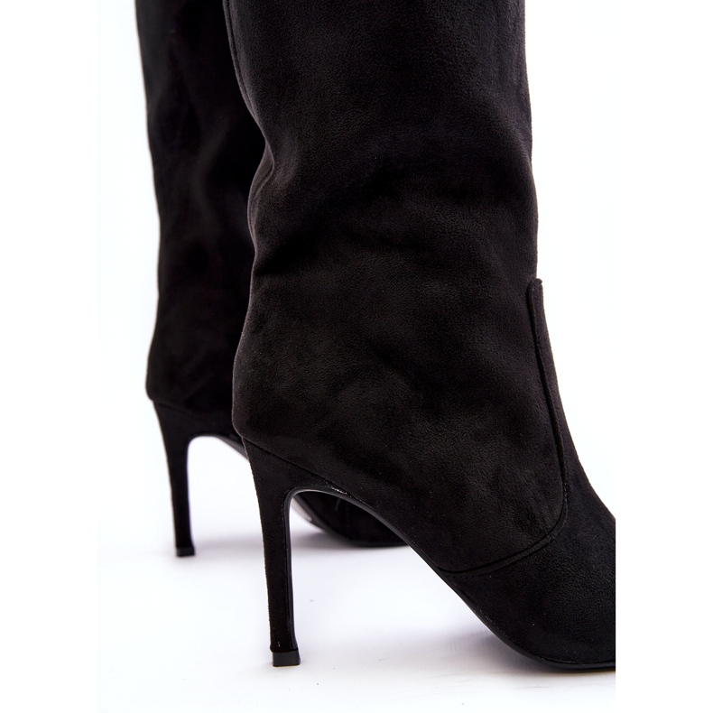 Joalice Dámské kozačky na vysokém podpatku do půli lýtek černá Odetteia 4