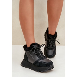 Sportovní zateplené boty Big Star OO274A329 šedé a černé černá 1