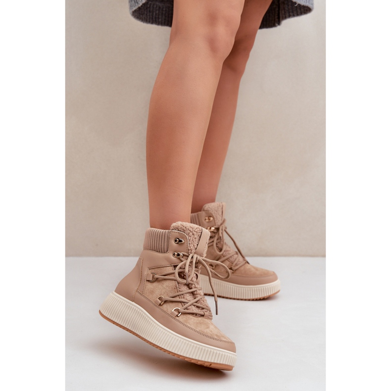 Dámské zateplené sněhule MD9944-7 béžové hnědý 1