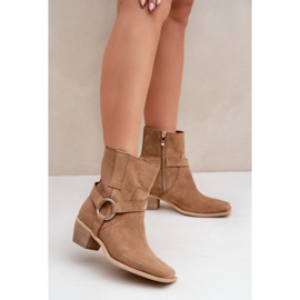 Dámské nezateplené kozačky Zazoo 3444/2 béžové béžový 1