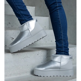 Stříbrné nízké sněhule na platformě stříbro 1