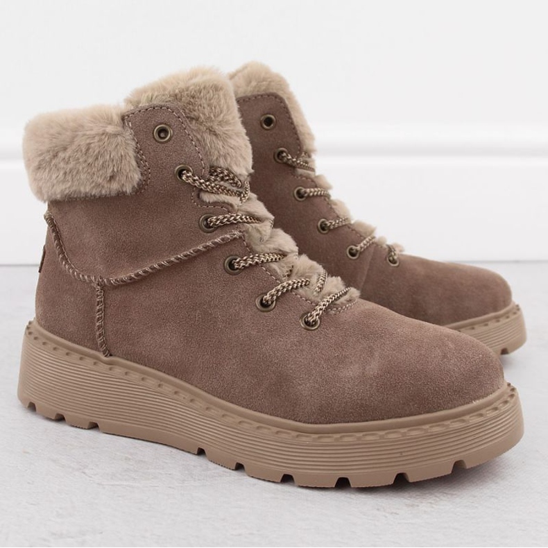 Rieker 70402-24 béžové kotníkové boty s kožíškem béžový 2