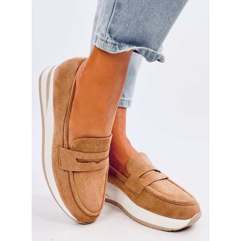 Dámské mokasíny na velbloudím klínu hnědý 1