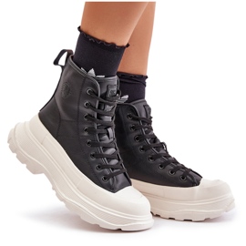 Kožené zateplené tenisky na masivní platformě Big Star OO274A599 Black černá 4