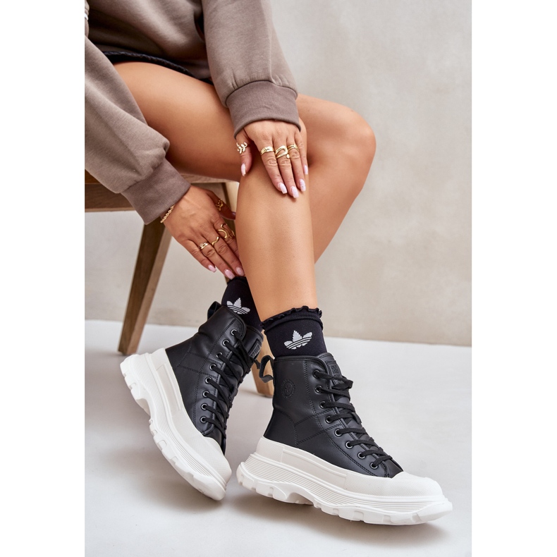 Kožené zateplené tenisky na masivní platformě Big Star OO274A599 Black černá 1