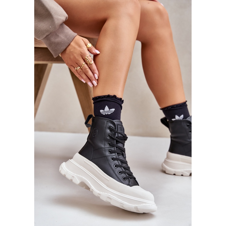 Kožené zateplené tenisky na masivní platformě Big Star OO274A599 Black černá 2