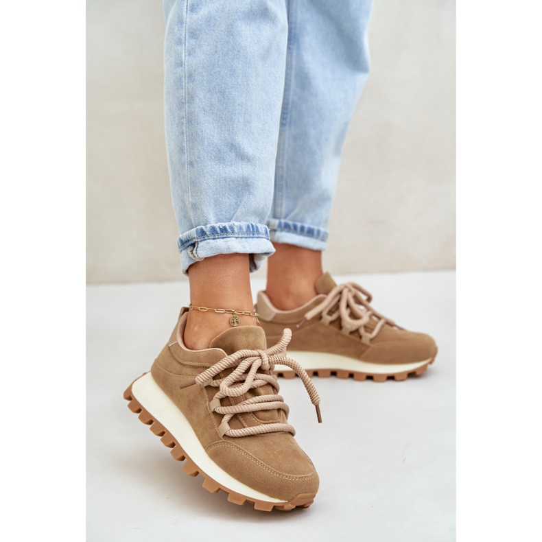 Semišové Sportovní Boty S Silným šněrováním hnědý 1