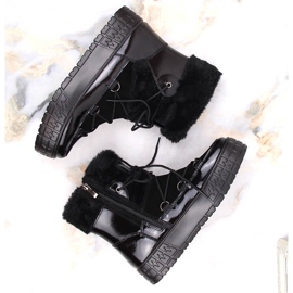 Dámské sněhové boty Filippo s kožešinou, černou lakovou kožešinou černá 2